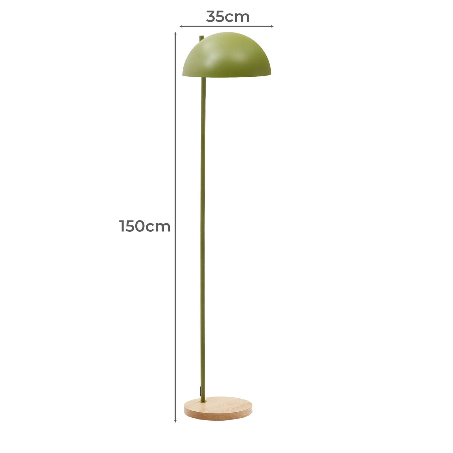 150cm Uzair Ash Wood & Metal Floor Lamp