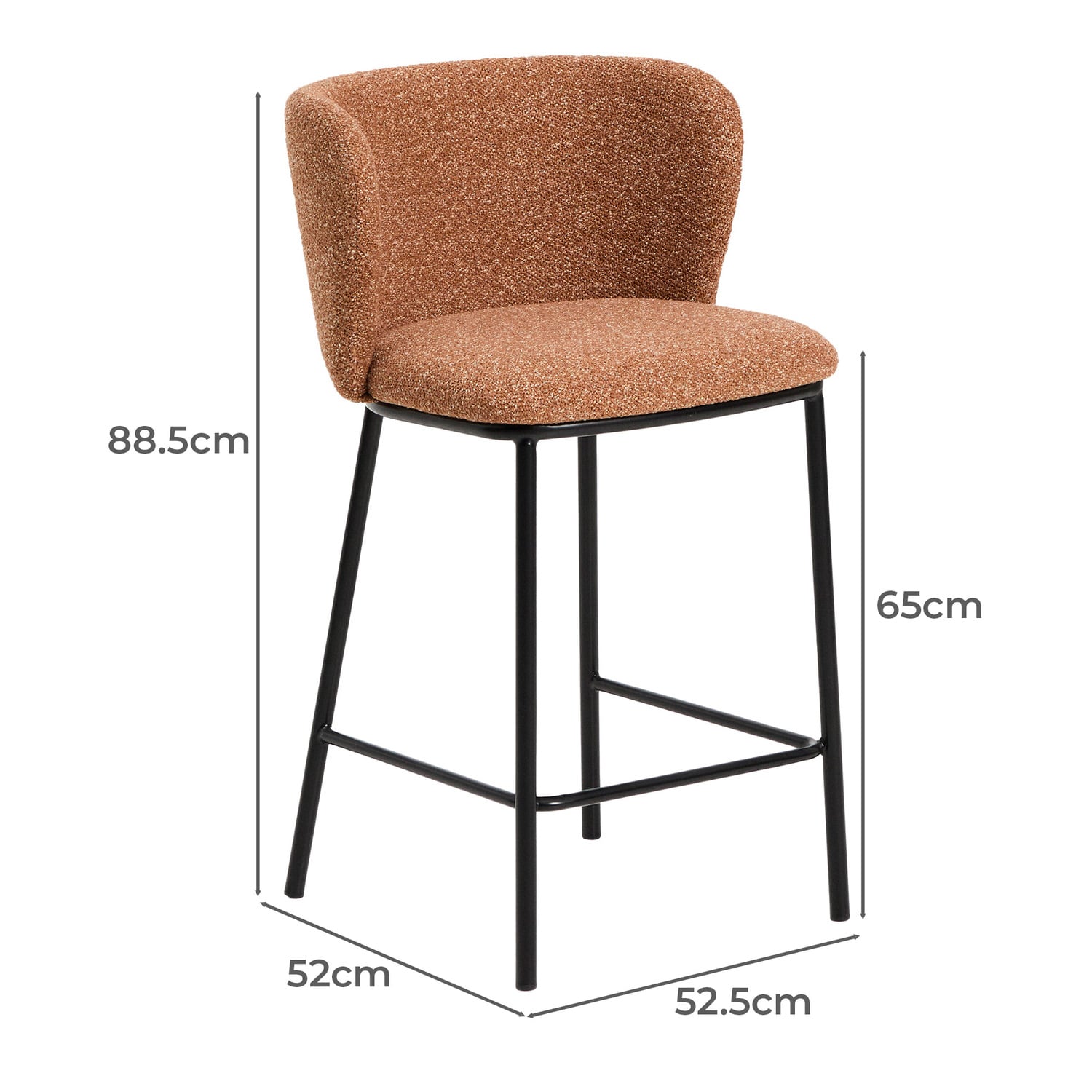 65cm Zoe Chenille Bar Stool