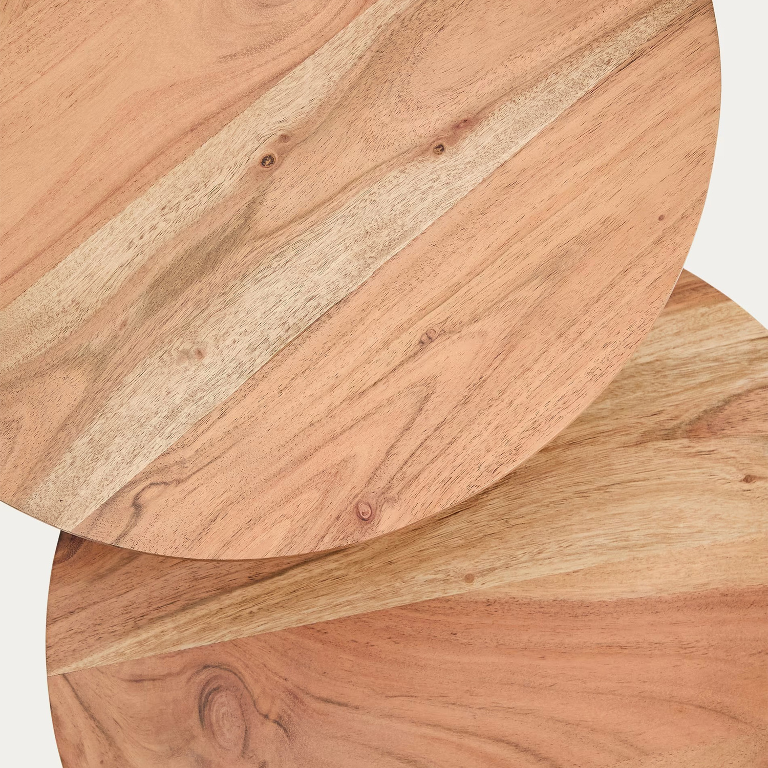 2 Piece Natural Ison Acacia Wood Side Table Set