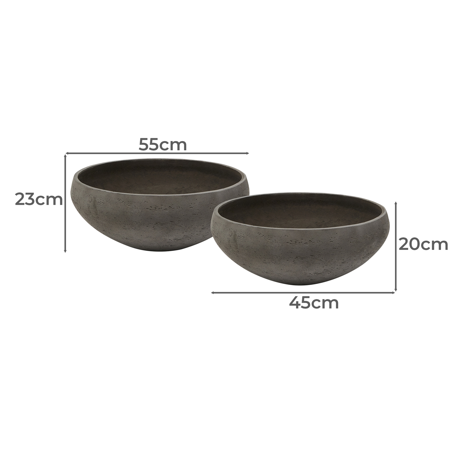 2 Piece Caribou Cement Planter Set