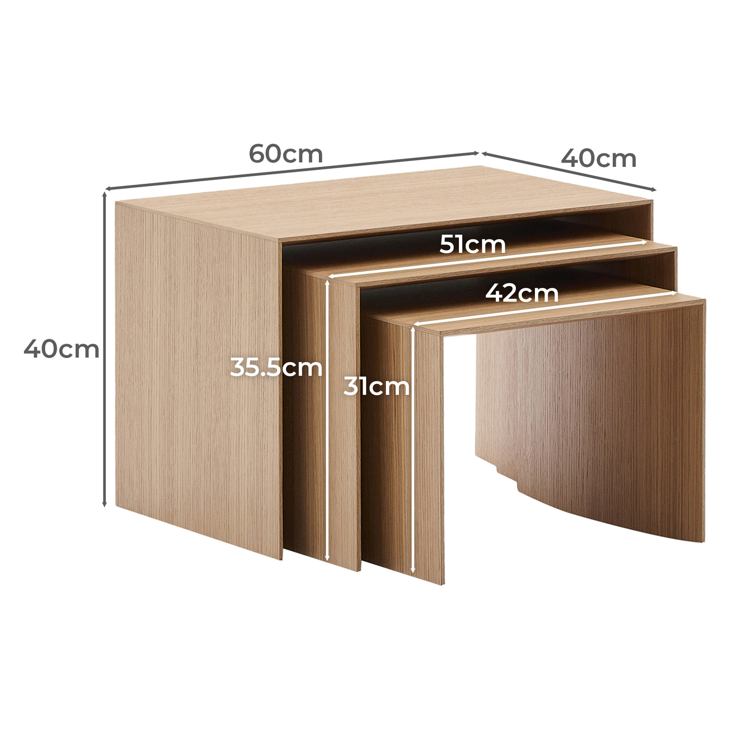 3 Piece Leander Nesting Side Table Set
