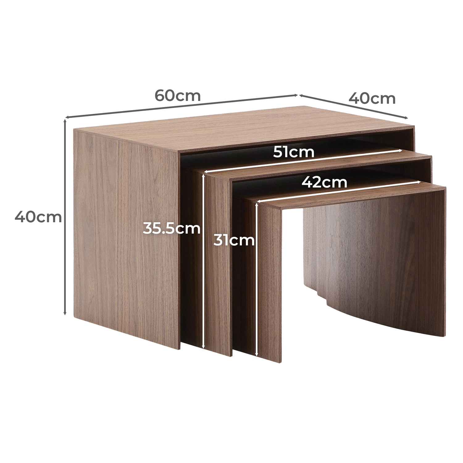3 Piece Leander Nesting Side Table Set