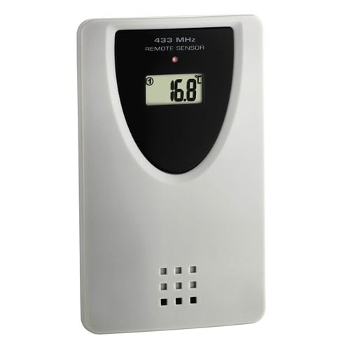 37cm Black Radio Controlled Clock with Temperature
