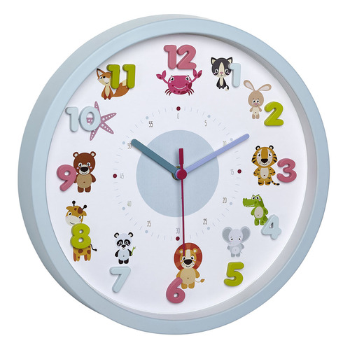 Light Blue Little Animals Chirdren's Wall Clock