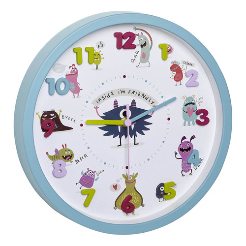 Turquiose Little Monsters Chirdren's Wall Clock
