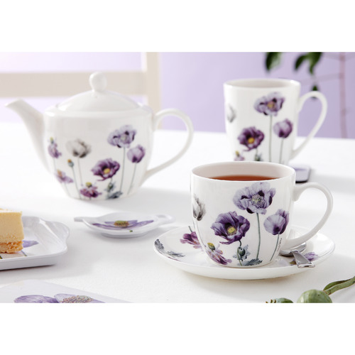 3 Piece Purple Poppies AWM Teapot & Teacup Set