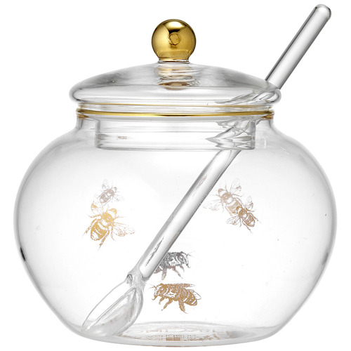 Honey Bee Glass Sugar Bowl with Spoon