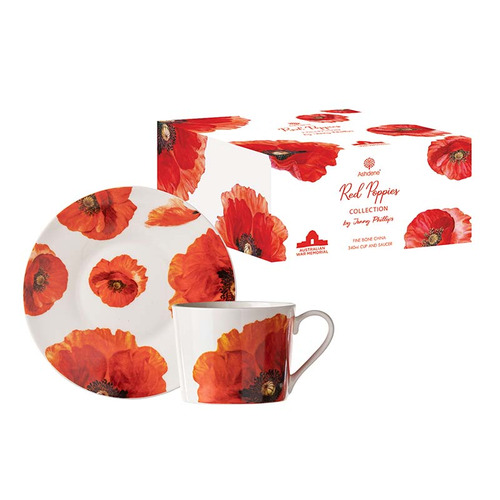Red Poppies 250ml Teacup & Saucer Set