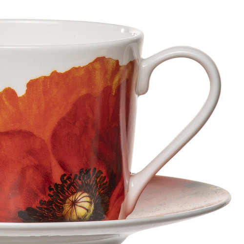 Red Poppies 250ml Teacup & Saucer Set