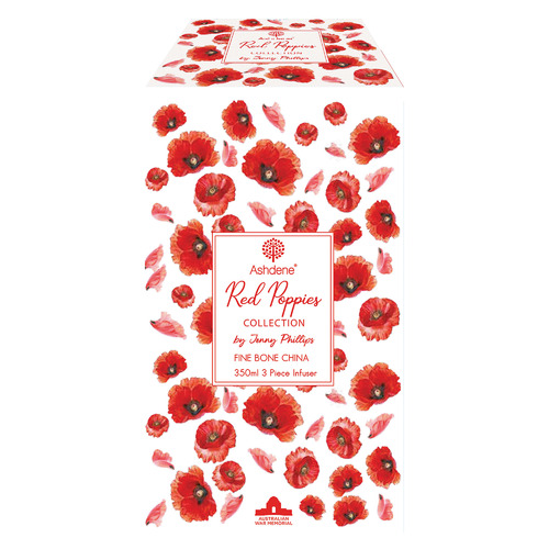 3 Piece Red Poppies 350ml Mug & Infuser Set