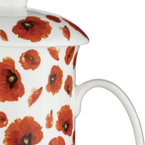 3 Piece Red Poppies 350ml Mug & Infuser Set