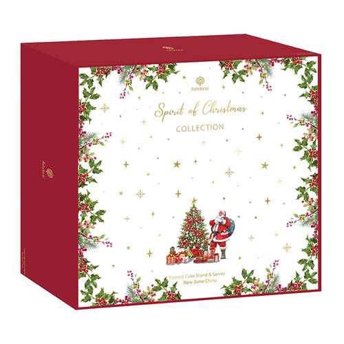2 Piece Spirit of Christmas 29cm Cake Stand & Server Set