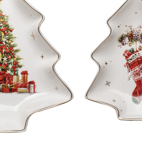 2 Piece Spirit of Christmas Tree Platter Set