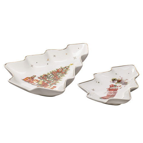 2 Piece Spirit of Christmas Tree Platter Set