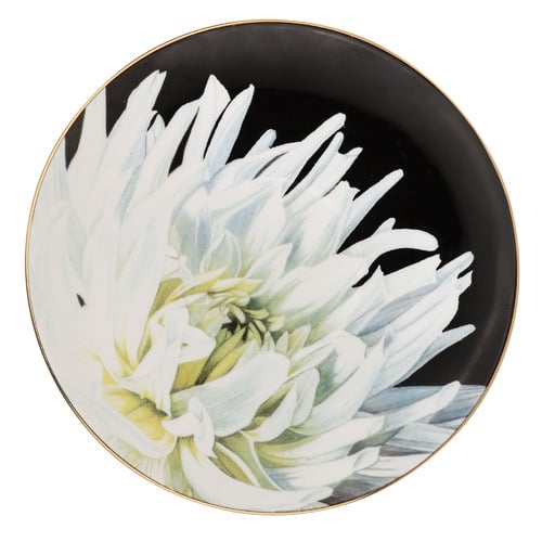 Dark Florals White Dahlia 380ml New Bone China Cup & Saucer