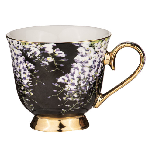 Dark Florals Wisteria 380ml New Bone China Cup & Saucer