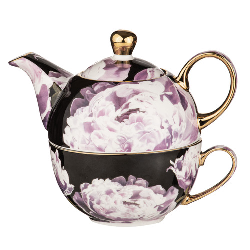 Dark Florals Peony 400ml Tea for One with Infuser Temple & ster