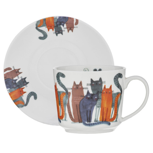 Quirky Cats Fur Friends 280ml New Bone China Cup & Saucer
