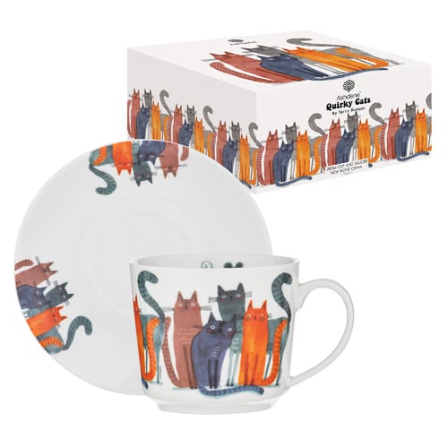Quirky Cats Fur Friends 280ml New Bone China Cup & Saucer