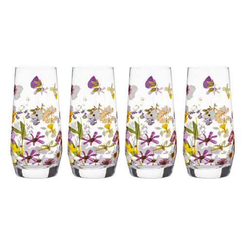 Pressed Flowers 540ml Glass Highball Tumbler