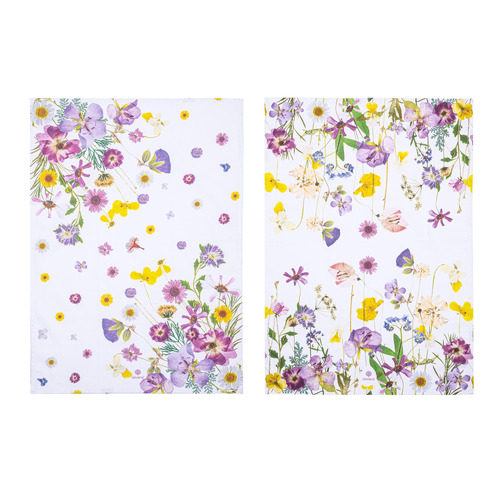 2 Piece Pressed Flowers Cotton Kitchen Towel Set