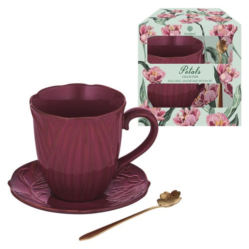 Petals 510ml Mug & Saucer with Spoon