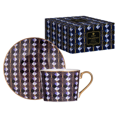 2 Piece Decadence New Bone China Cup & Saucer Set
