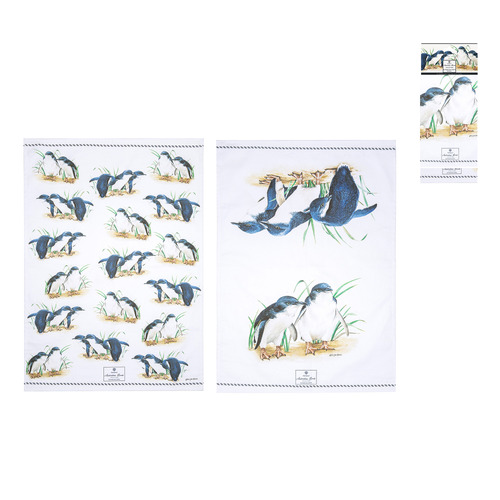 2 Piece Australian Birds Penguin Kitchen Towel Set