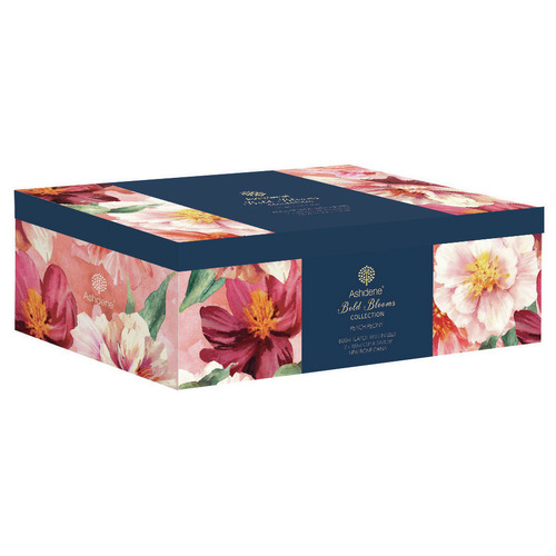 5 Piece Peach Peony Bold Blooms Teapot & Teacup Set