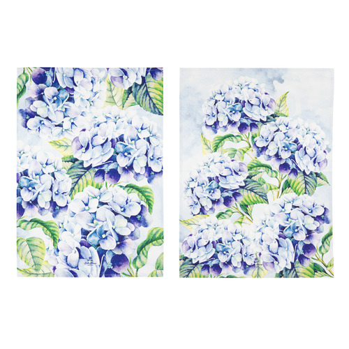 2 Piece Blue Hydrangea Bold Blooms Kitchen Towel Set