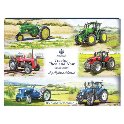 6 Piece Tractors Then & Now Placemat Set