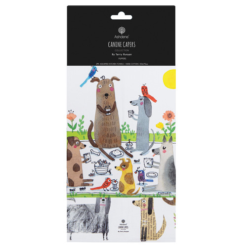 2 Piece Puppers Canine Capers Kitchen Towel Set