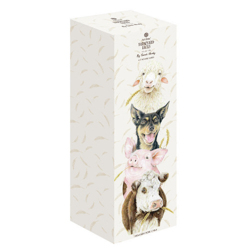 4 Piece Farmyard Faces Stackable Mug Set