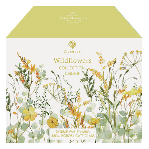 Sunshine Wildflowers 350ml Double Wall Glass Mug