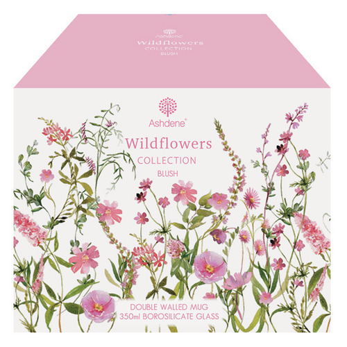 Blush Wildflowers 350ml Double Wall Glass Mug