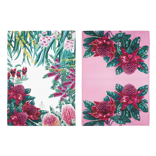2 Piece Waratah Native Flora Kitchen Towel Set