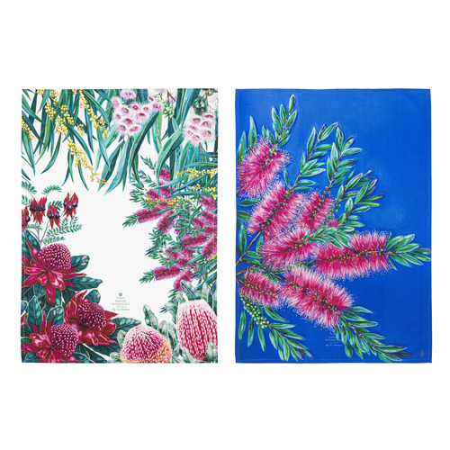 2 Piece Bottle Brush Native Flora Kitchen Towel Set