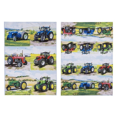 2 Piece Tractors Then Now Kitchen Towel Set