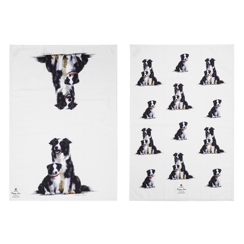 2 Piece Border Collie Puppy Love Border Kitchen Towel Set
