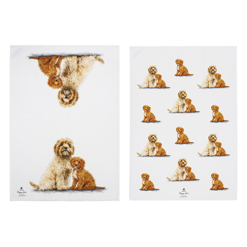 2 Piece Cavoodle Puppy Love Kitchen Towel Set