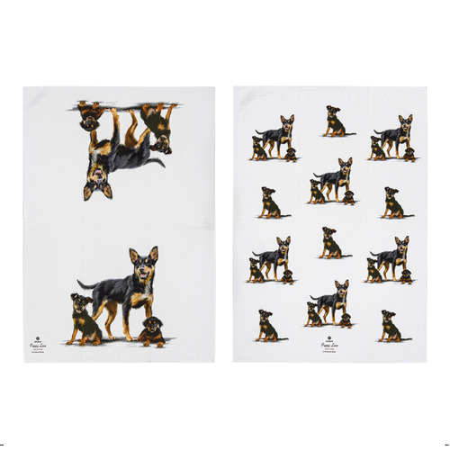 2 Piece Kelpie Puppy Love Kitchen Towel Set