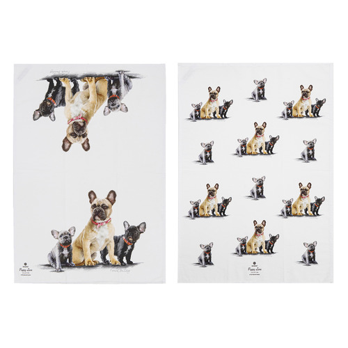 2 Piece French Bulldog Puppy Love French Bulldog Kitchen Towel Set
