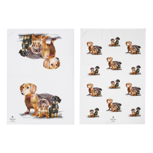 2 Piece Daschund Puppy Love Kitchen Towel Set