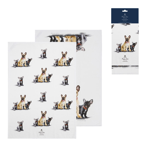 2 Piece French Bulldog Puppy Love French Bulldog Kitchen Towel Set