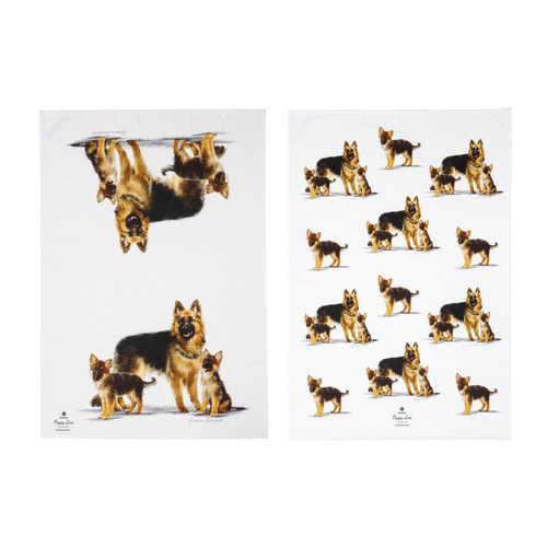 2 Piece German Shepherd Puppy Love Kitchen Towel Set