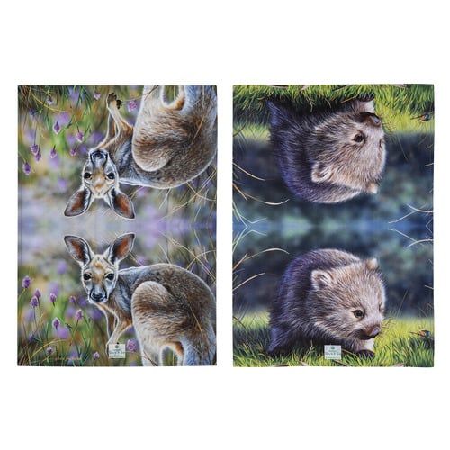 2 Piece Kroo and Wombat Babies of The Bush Kitchen Towel Set