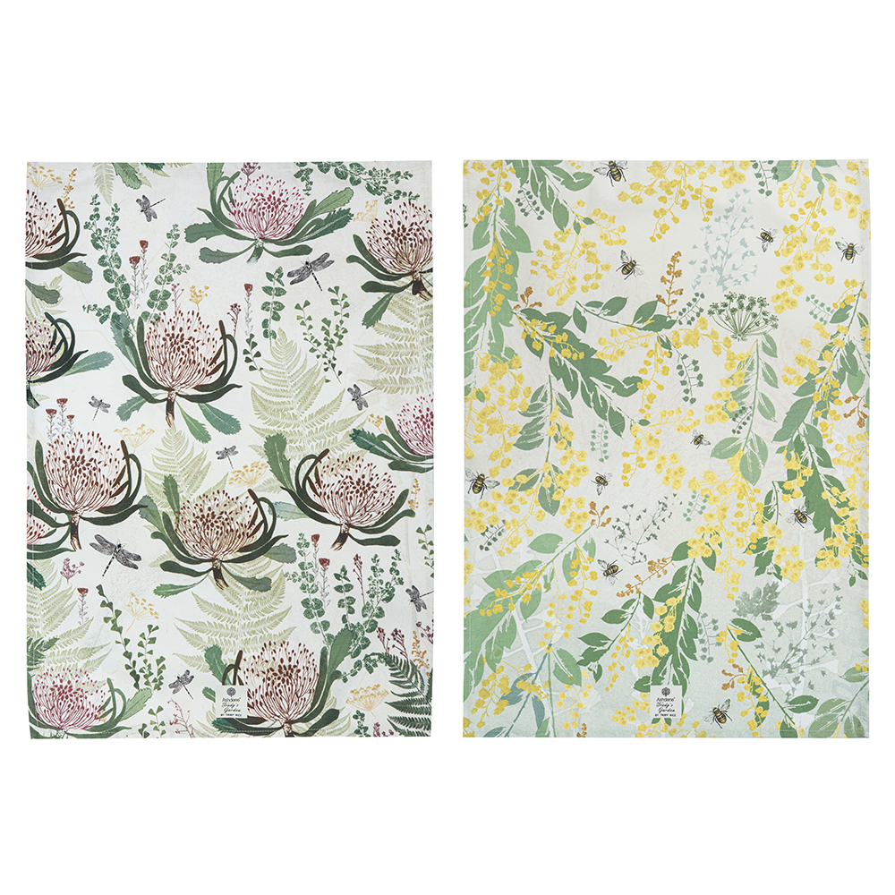 2 PieceTrudy's Garden Wattle Waratah Tea Towel Set