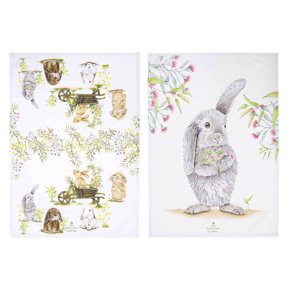 2 Piece Bunny Tales Cotton Tea Towel Set