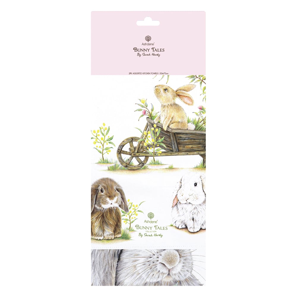 2 Piece Bunny Tales Cotton Tea Towel Set