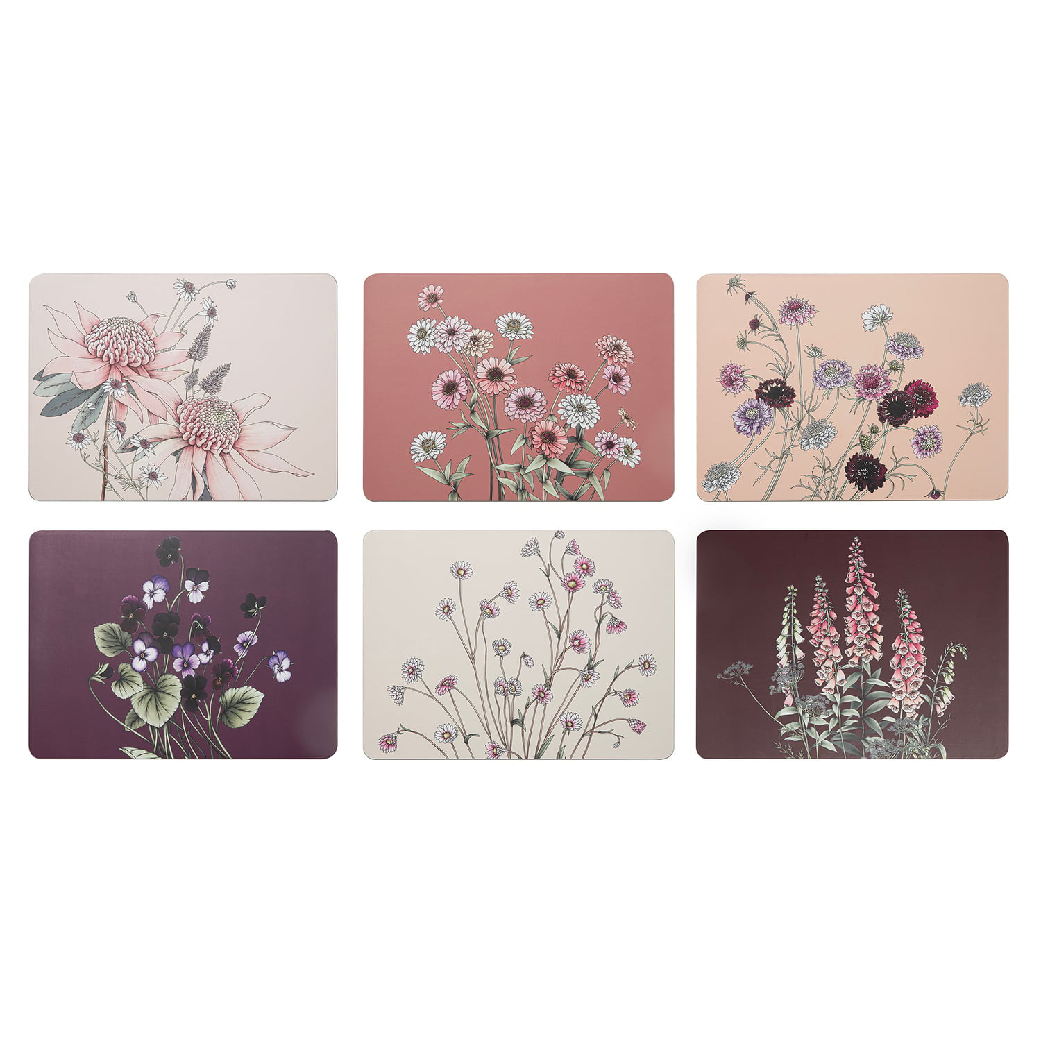 6 Piece Pink Secret Garden Placemat Set